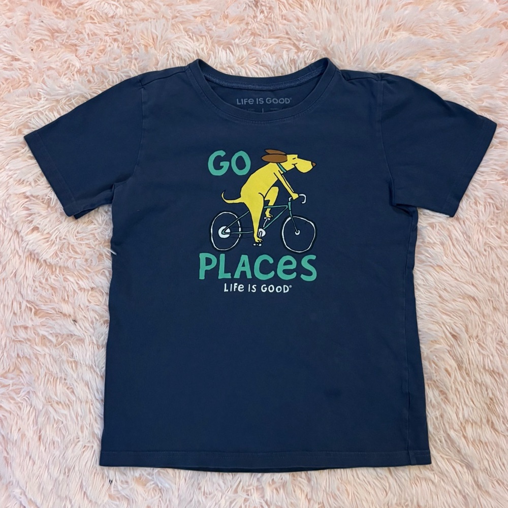 Life Is Good Kids Navy Tee with Dog Graphic